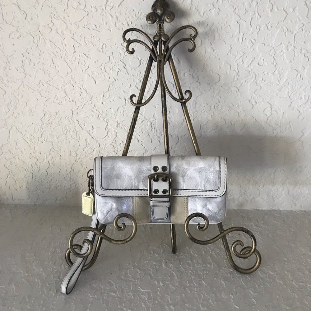 Coach White, Silver & Cream Wristlet